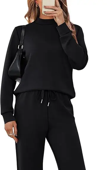 Sampeel Two Piece Sets for Women Mock Neck Matching Sets